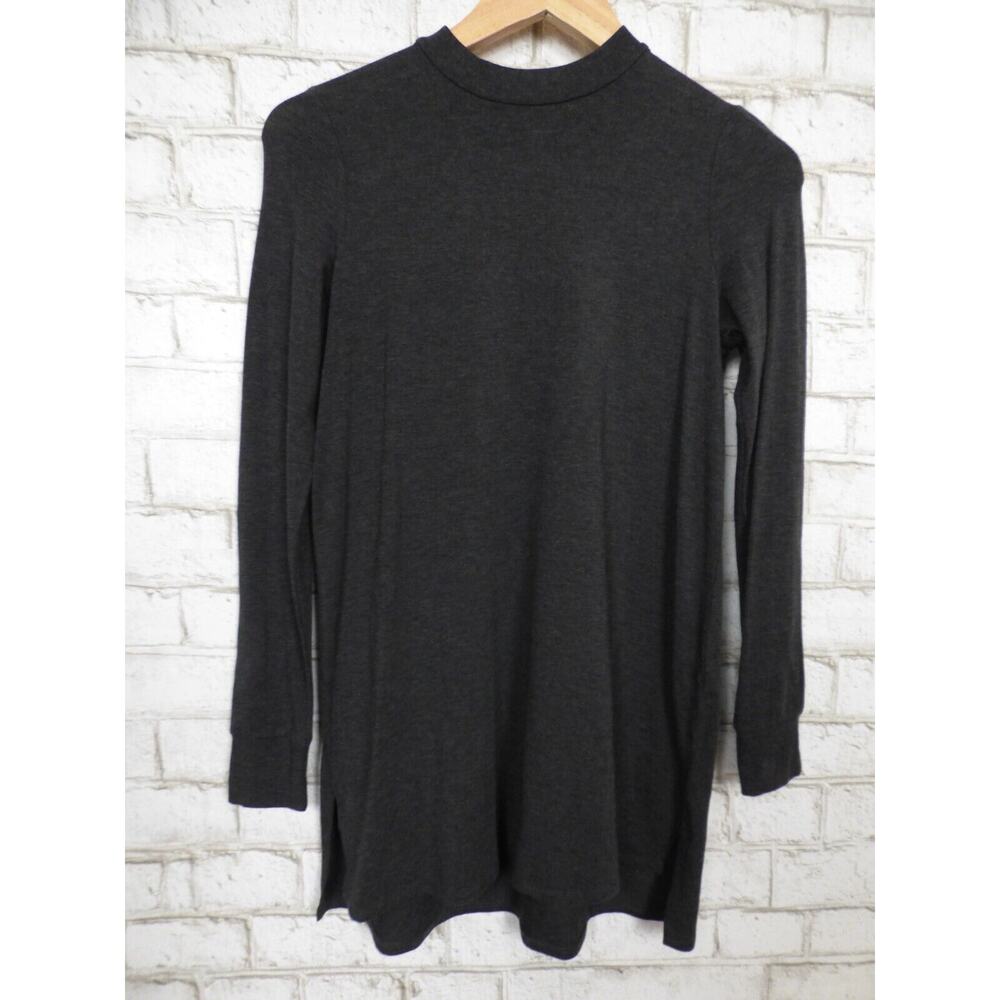 Eileen Fisher Grey Crew Neck Long Sleeve Split Hem Tunic PP NEW